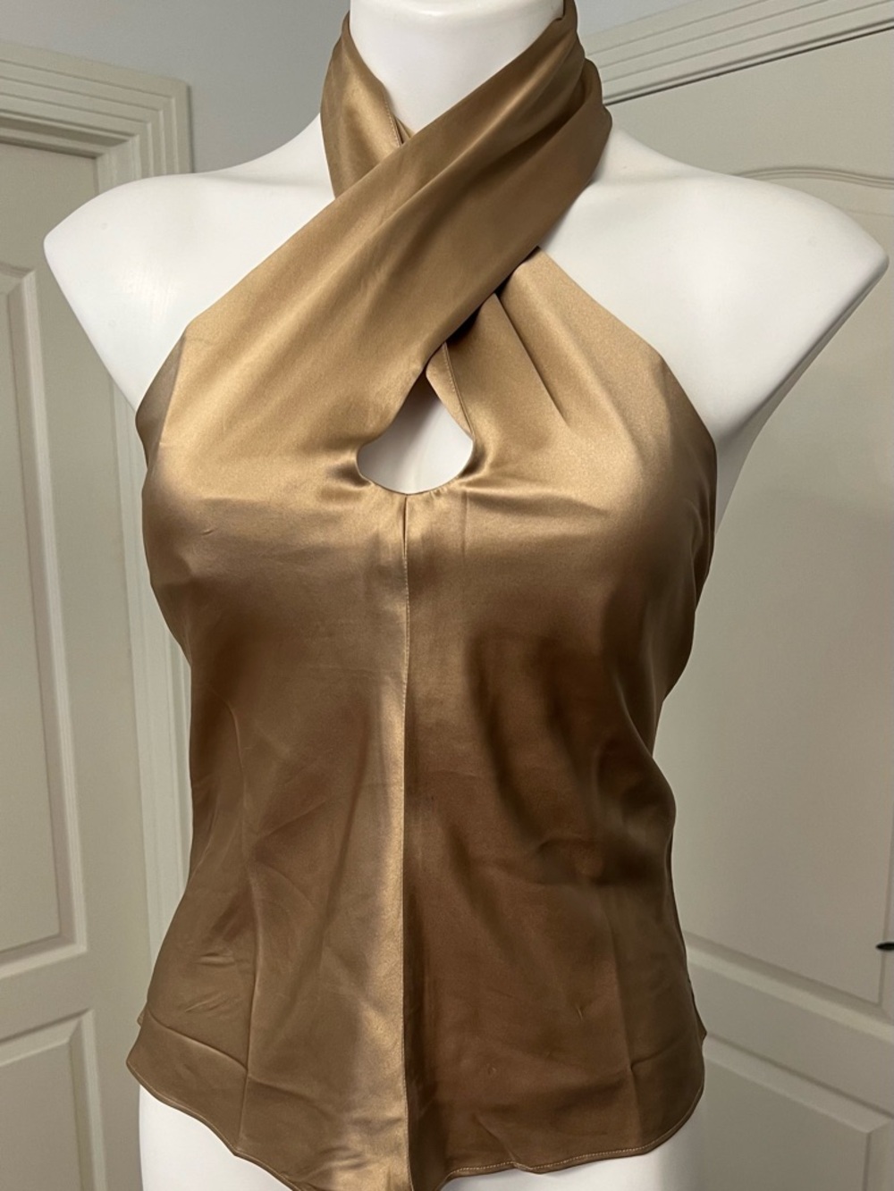Forenza Champagne  Twist Halter Silk Camisole